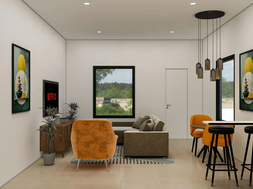 interior design services Open-concept family living and dining interior design in Houston, TX