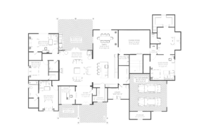 Luxury residential house floor plan design with spacious living areas and modern room layout