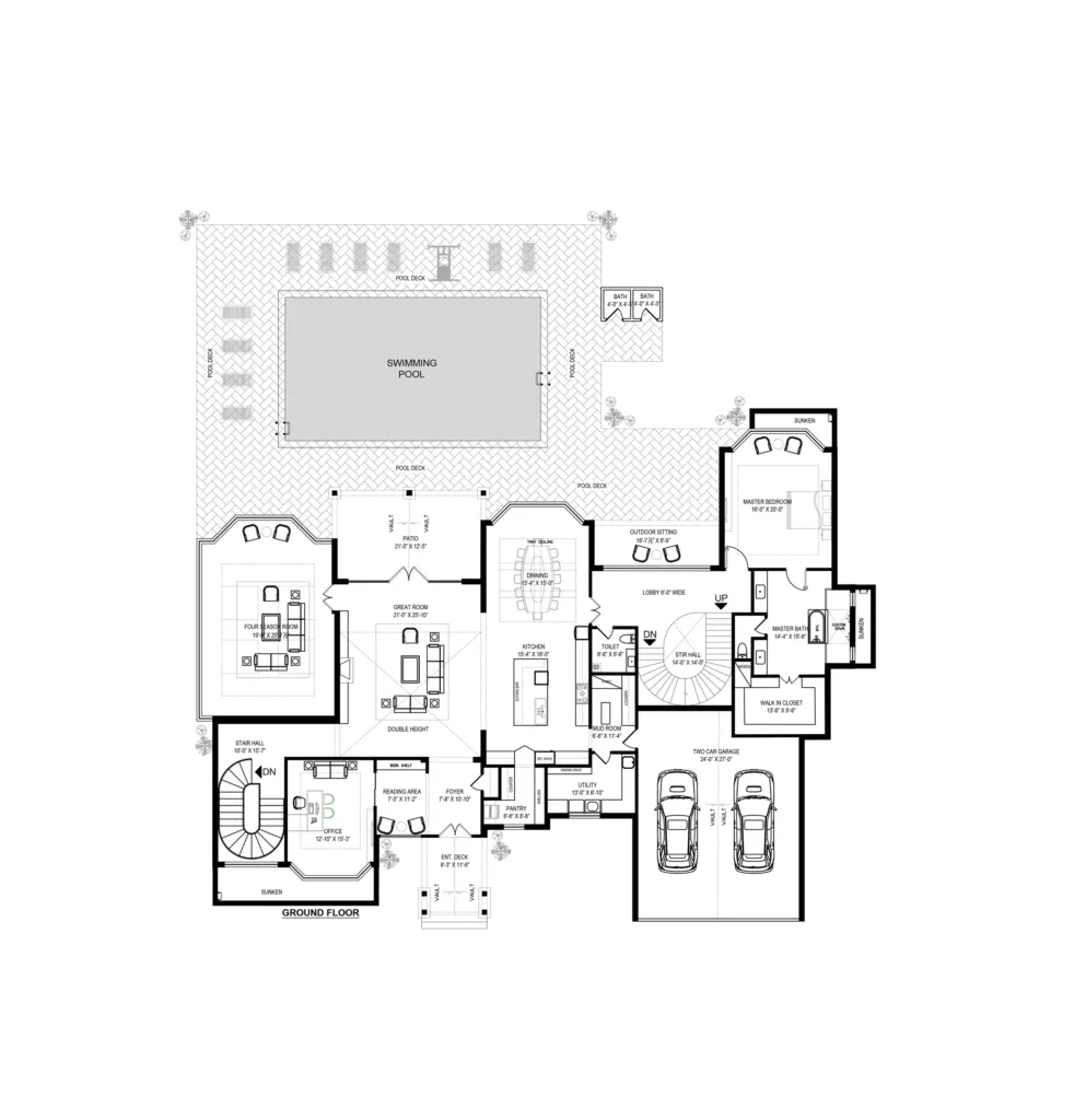 luxury villa ground floor plan