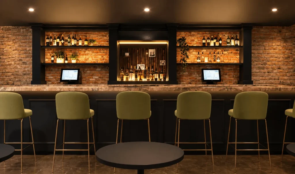 Club & Bar Interior modern club and bar interior design with lighting and seating area.