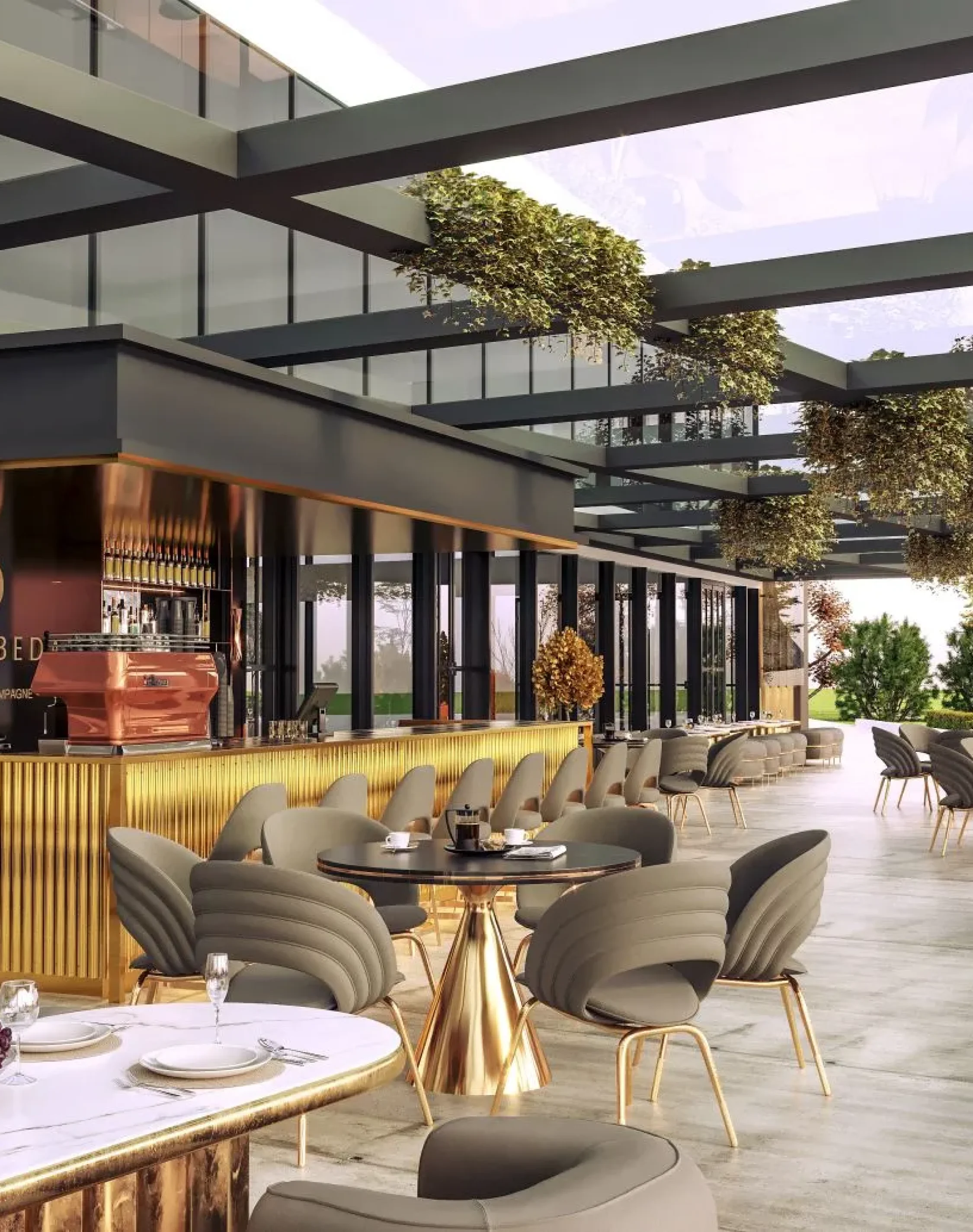 Restaurant And Wedding Interior Design Modern outdoor dining and lounge design in Sydney with luxury seating