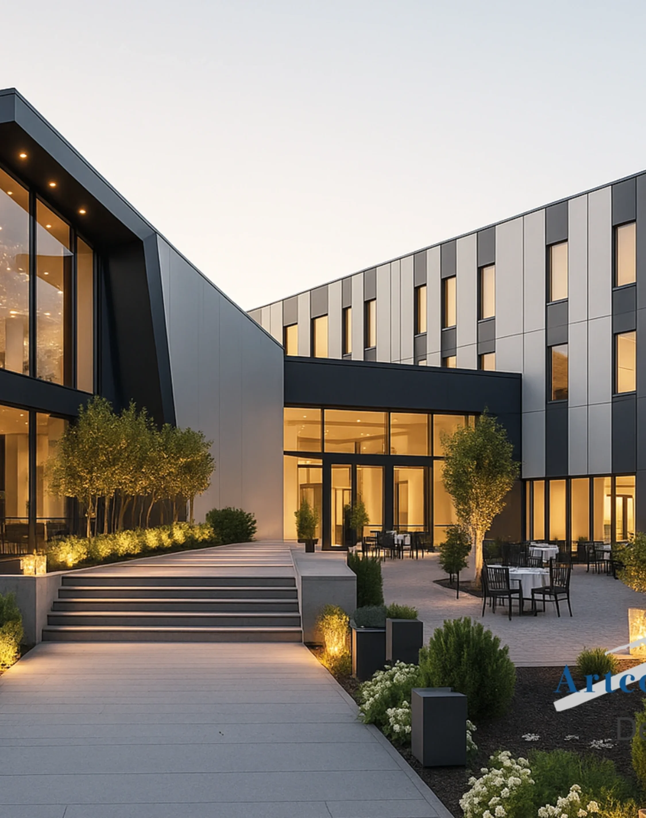 Corporate office exterior renovation and modern commercial upgrade.