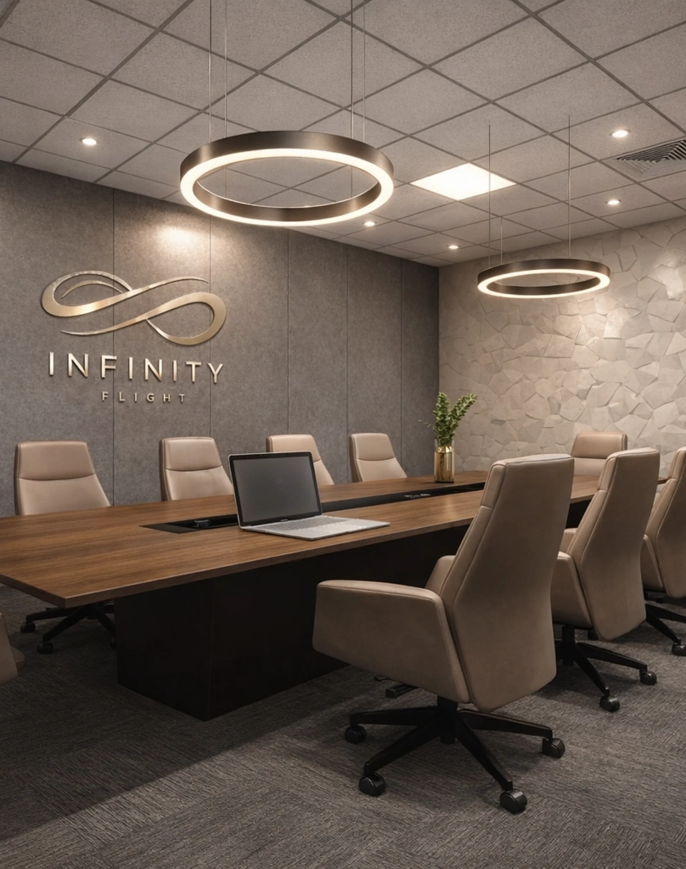 modern office interior design conference room with meeting table and lighting