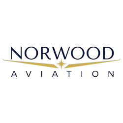 Norwood Aviation logo with gold wing emblem and blue aviation branding design